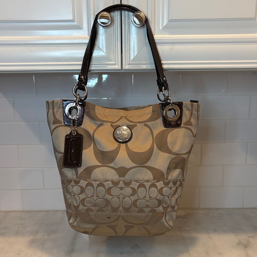 Coach Bag Purse Handbag Pocketbook Vintage Alex Signature Logo Shoulder Bag